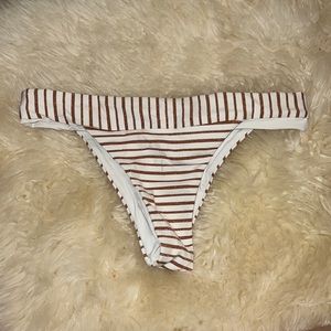 LSpace bitsy cut white and metallic copper brown striped bottoms size xs/s